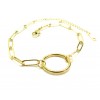 Bracelet 18cm - Maille Rectangle avec anneau - en Acier Inoxydable 304 - finition Doré