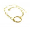 Bracelet 18cm - Maille Rectangle avec anneau - en Acier Inoxydable 304 - finition Doré
