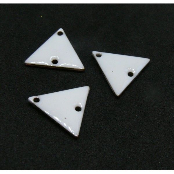 Connecteurs Triangle résine émaillé Blanc 16 mm cuivre Placage Doré