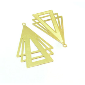 Estampes pendentif filigrane Double Triangle 42mm métal finition Doré