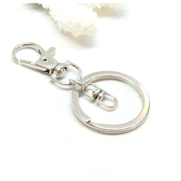 Grands mousquetons Porte Clés, Porte Clefs Anneaux 30 mm Métal couleur Argent Platine