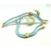 Support bracelet Intercalaire cordon Nylon ajustable avec accroche  Laiton Doré 18KT Coloris Bleu Clair