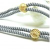 Support bracelet Intercalaire cordon Nylon ajustable avec accroche  Laiton Doré 18KT Coloris Gris