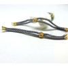 Support bracelet Intercalaire cordon Nylon ajustable avec accroche  Laiton Doré 18KT Coloris Gris