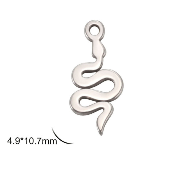 Pendentifs Serpent 11 mm - en Acier Inoxydable  placage Argenté