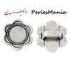 5 Slides passants FLEUR VIEIL ARGENT pour cabochon 12mm S59234 pour cordon, DIY 