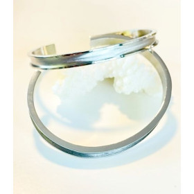 Bracelet Jonc  6 mm pour cordon plat Acier Inoxydable 304 Argenté