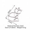 Pendentifs RENARD style Origami 18mm en Acier Inoxydable  304 finition Argent Platine