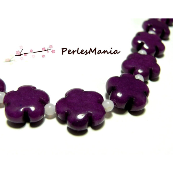 Perles fleurs jade teintée 5 pétales
