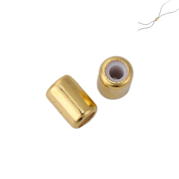 Perles Stopper 6 par 4mm avec trou 2mm en cuivre finition Doré