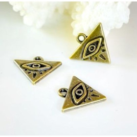 Pendentifs - Breloques - Œil de la protection  dans Triangle 14mm - laiton finition Bronze