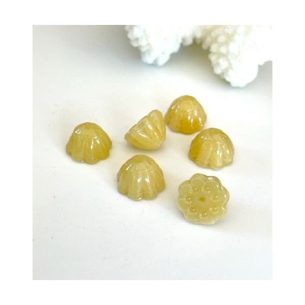 Perles Graine de Lotus Yoga healing 10mm  Jade teintée Couleur Jaune Pale