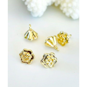 Pendentif Graine de Lotus, yoga Healing 8mm en Laiton finition Doré 24KT