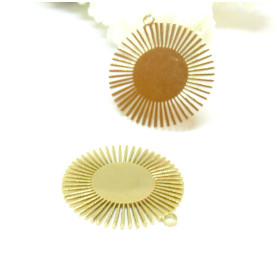 Pendentif Soleil  18mm en Acier Inoxydable Chirurgical 316 placage Ionique finition Doré