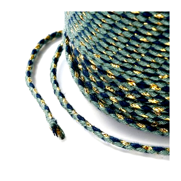 Cordon tressé et fil métallisé doré 1.5mm coloris C14