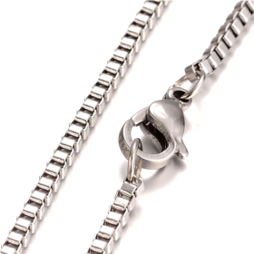 Sautoir, collier matinée 50cm maille Vénitienne 1.5mm en Acier Inoxydable 316 coloris Argent Platine