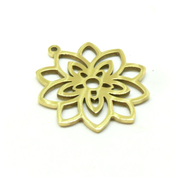 Pendentifs Fleur 25mm – Acier Inoxydable 304 Doré à l'or fin 18K, Placage Ionique