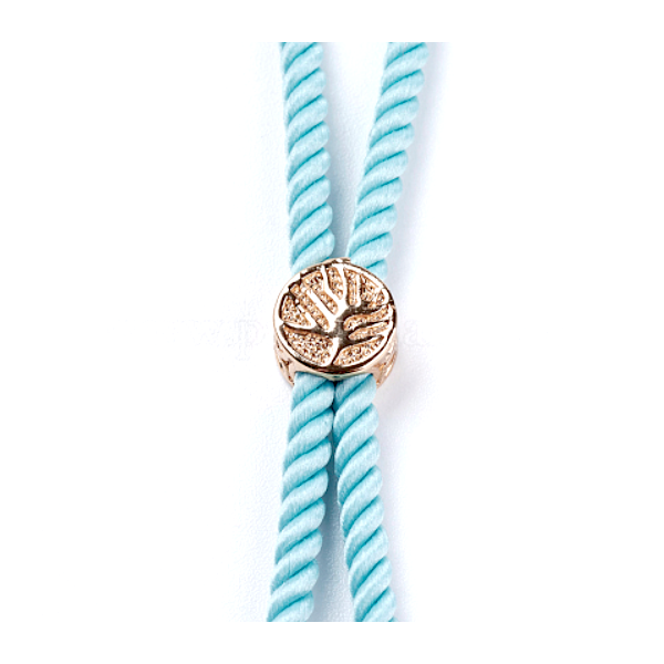 Support bracelet Intercalaire cordon Nylon ajustable avec accroche  Laiton Doré 18KT Coloris Bleu Clair