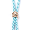 Support bracelet Intercalaire cordon Nylon ajustable avec accroche  Laiton Doré 18KT Coloris Bleu Clair