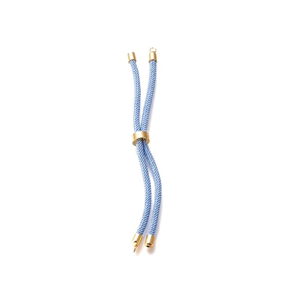 Support bracelet Intercalaire cordon Nylon ajustable avec accroche Laiton Coloris Bleu Acier