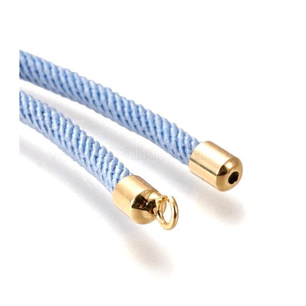 Support bracelet Intercalaire cordon Nylon ajustable avec accroche Laiton Coloris Bleu Acier