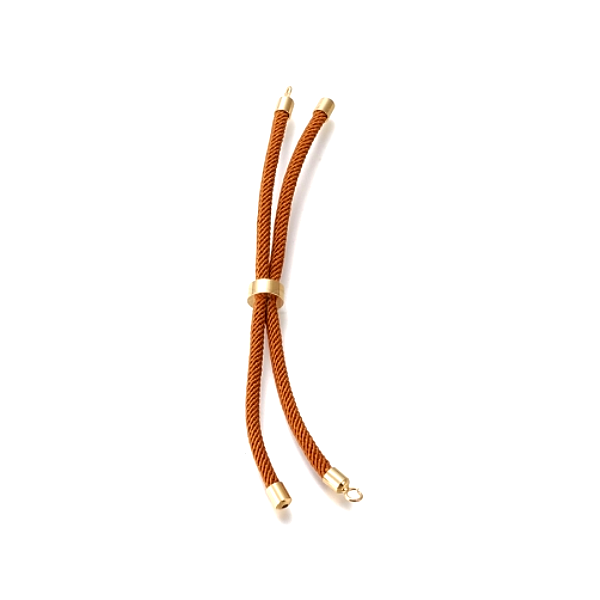 Support bracelet Intercalaire cordon Nylon ajustable avec accroche Laiton Coloris Marron Sienne