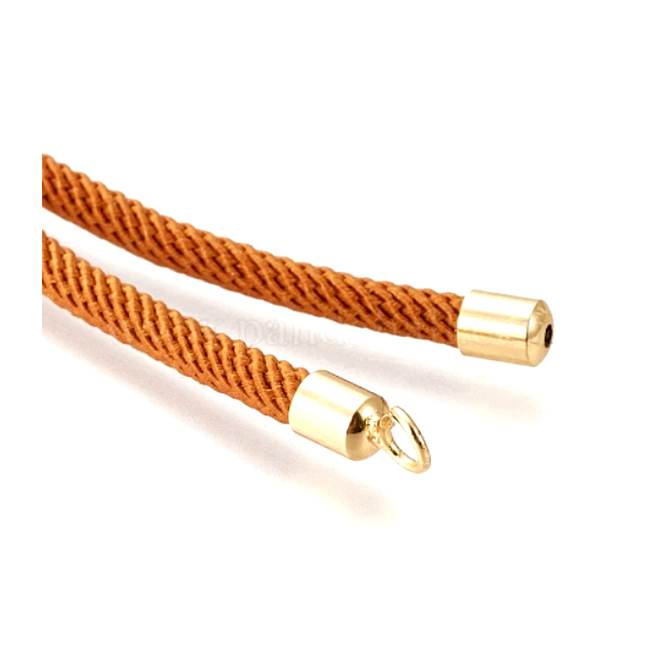 Support bracelet Intercalaire cordon Nylon ajustable avec accroche Laiton Coloris Marron Sienne