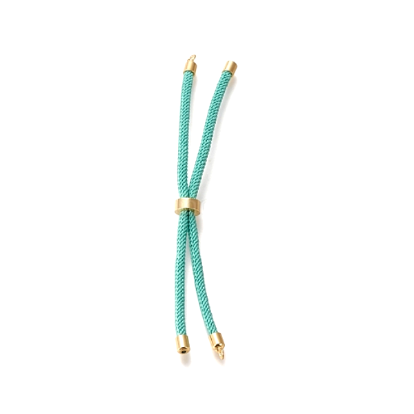 Support bracelet Intercalaire cordon Nylon ajustable avec accroche Laiton Coloris Vert d'eau