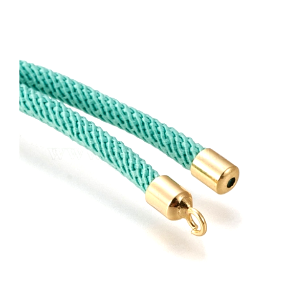 Support bracelet Intercalaire cordon Nylon ajustable avec accroche Laiton Coloris Vert d'eau