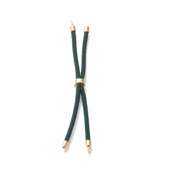Support bracelet Intercalaire cordon Nylon ajustable avec accroche Laiton Coloris Vert Foncé