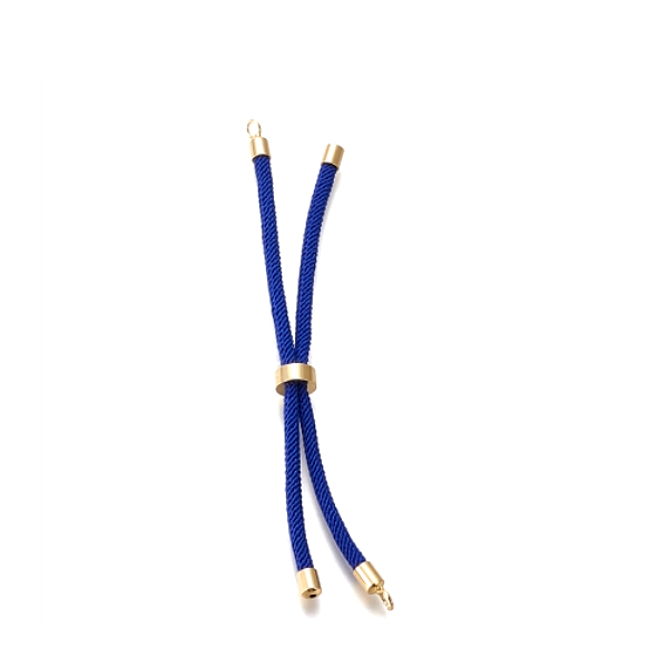 Support bracelet Intercalaire cordon Nylon ajustable avec accroche Laiton Coloris Bleu Électrique