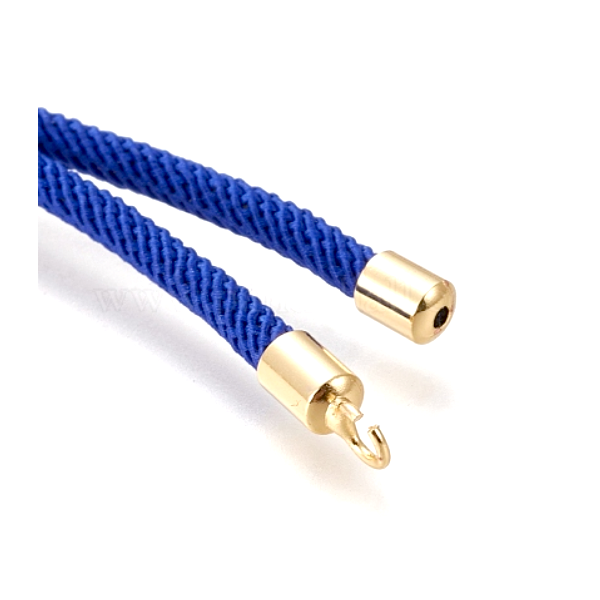 Support bracelet Intercalaire cordon Nylon ajustable avec accroche Laiton Coloris Bleu Électrique