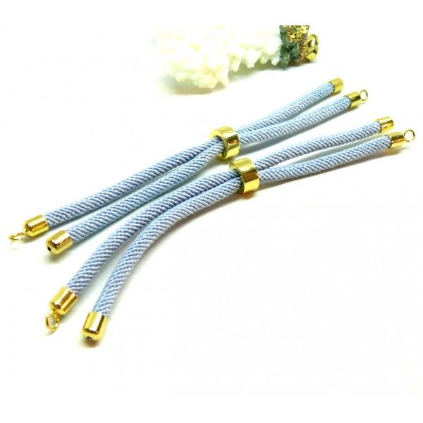 Support bracelet Intercalaire cordon Nylon ajustable avec accroche Laiton Coloris Bleu Acier