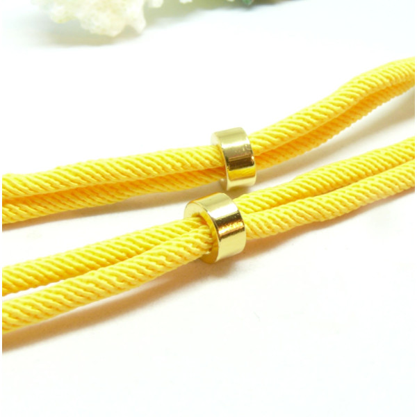 Support bracelet Intercalaire cordon Nylon ajustable avec accroche Laiton Coloris Jaune