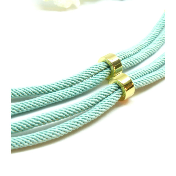 Support bracelet Intercalaire cordon Nylon ajustable avec accroche Laiton Coloris Vert d'eau