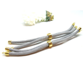 Support bracelet Intercalaire cordon Nylon ajustable avec accroche Laiton Coloris Gris