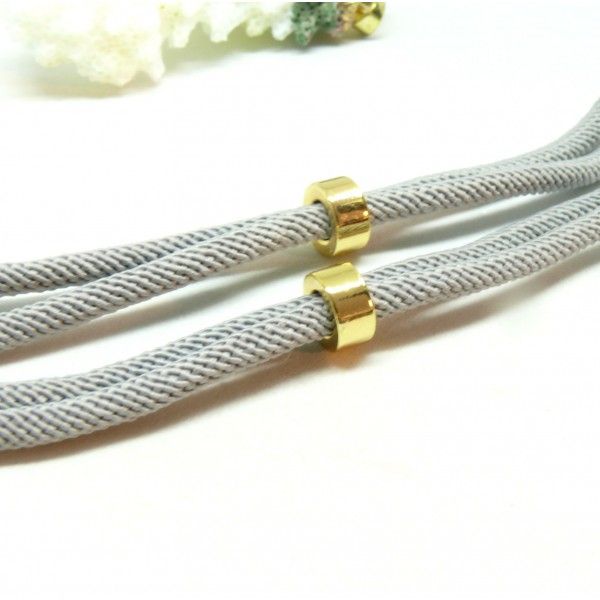 Support bracelet Intercalaire cordon Nylon ajustable avec accroche Laiton Coloris Gris