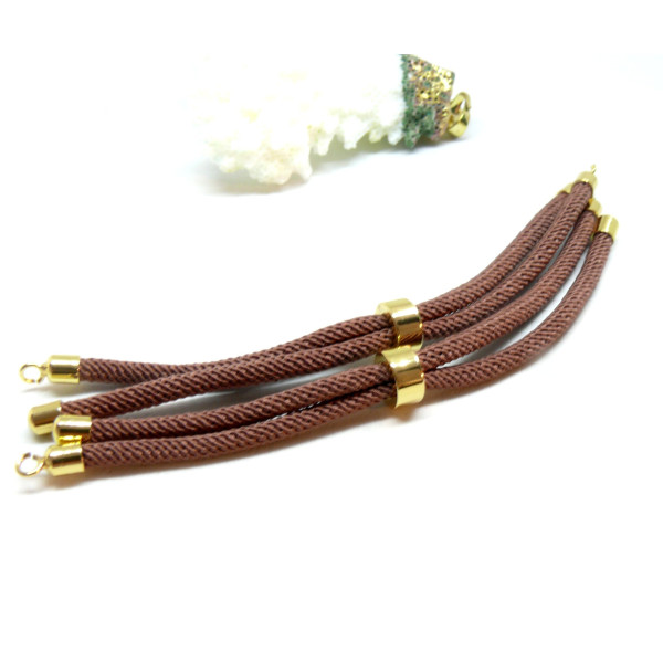 Support bracelet Intercalaire cordon Nylon ajustable avec accroche Laiton Coloris Marron
