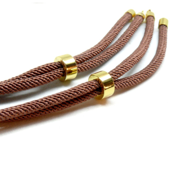 Support bracelet Intercalaire cordon Nylon ajustable avec accroche Laiton Coloris Marron