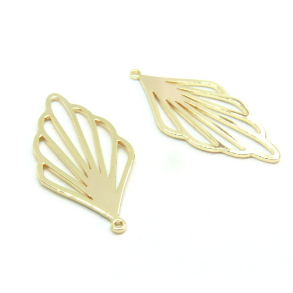 Lot de 2 ou de 4 Pendentifs Goutte Géométrique 31mm – Laiton Finition Doré 18KT