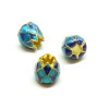 Perles intercalaire Cloisonné résine style émaillés Biface Fleur de lotus 9mm sur une base en métal Doré