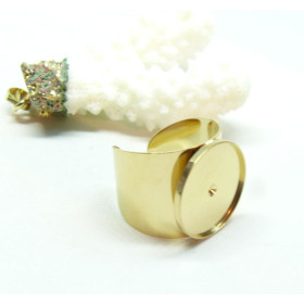 Support de Bague Ronde 18mm anneau LARGE  en Acier Inoxydable 304 finition Doré