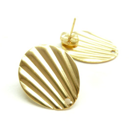 Boucles d'oreille Puce forme Eventail avec trou 21.5mm en Acier Inoxydable 304