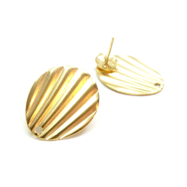 Boucles d'oreille Puce forme Eventail avec trou 21.5mm en Acier Inoxydable 304