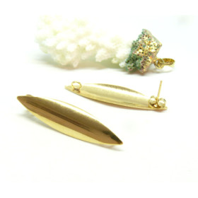 Boucles d'oreille Puce forme Navette avec attache  39mm et embouts poussoirs en Acier Inoxydable 304