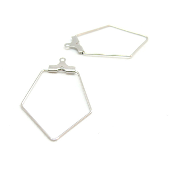 Boucles d'oreille Forme Géométrique  36mm en Acier Inoxydable 316 finition  Argent Platine