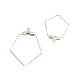 Boucles d'oreille Forme Géométrique  36mm en Acier Inoxydable 316 finition  Argent Platine