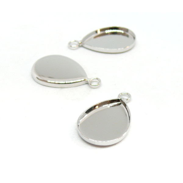 Supports de pendentif Goutte 18 par 25 mm, Acier Inoxydable finition Argent