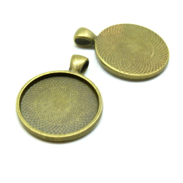 Supports de Pendentif ROND 25mm Laiton finition Bronze qualité extra