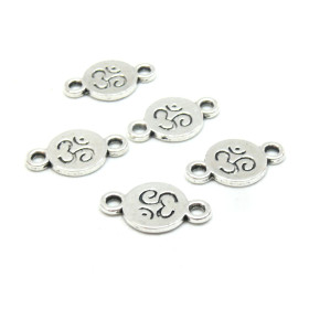 Connecteurs YOGA Ohm Symbol rond 10mm métal finition Argent Antique